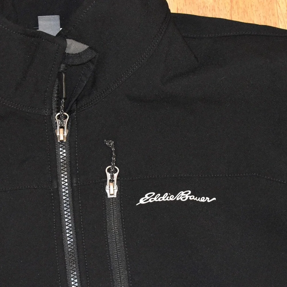 Eddie Bauer Softshell Vest Mens 3XL Black Excellent Fleece Lined Full Zip Pocket